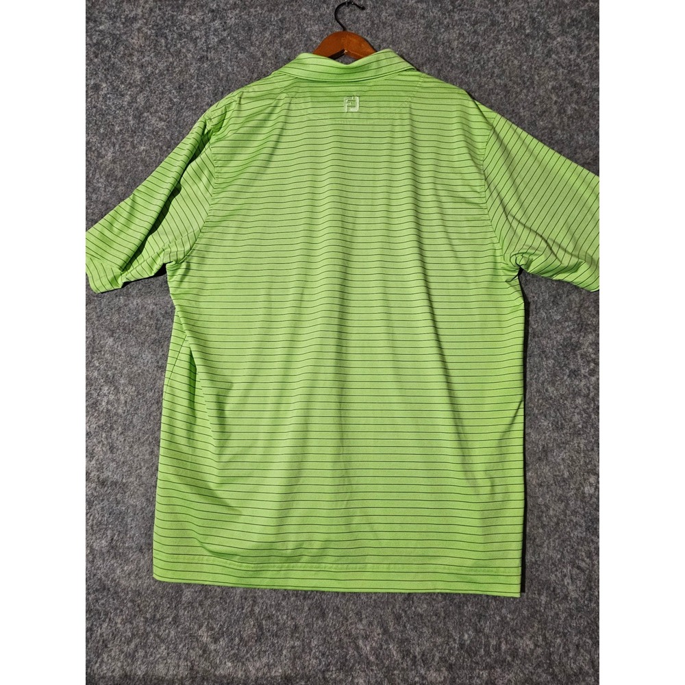 FJ FootJoy Mens Golf Polo Shirt Lime Green Black Stripes Performance XL - Picture 3 of 7